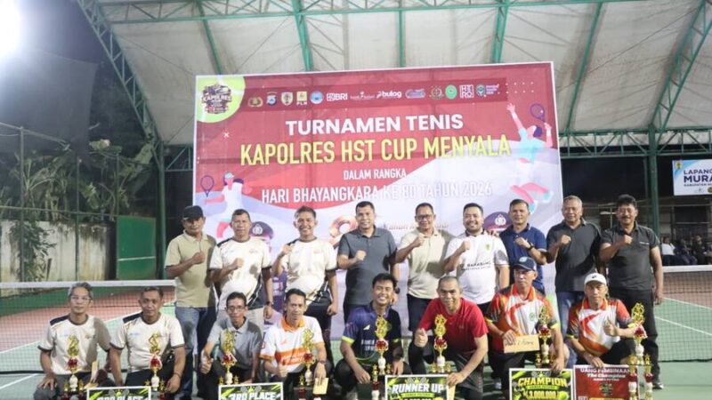 Riska-Anjar dan Rudi Aspian-H Said Tampil Sebagai Juara di Turnamen Tenis Kapolres HST Cup 2026