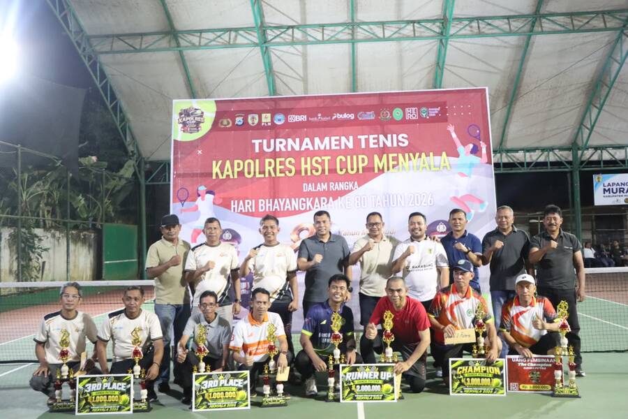 Riska-Anjar dan Rudi Aspian-H Said Tampil Sebagai Juara di Turnamen Tenis Kapolres HST Cup 2026