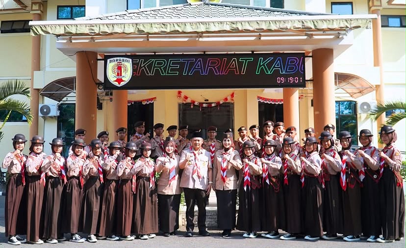 Lepas 49 Pramuka HST ke Jamnas XII 2026, Bupati Samsul Rizal Titip Nama Baik Daerah