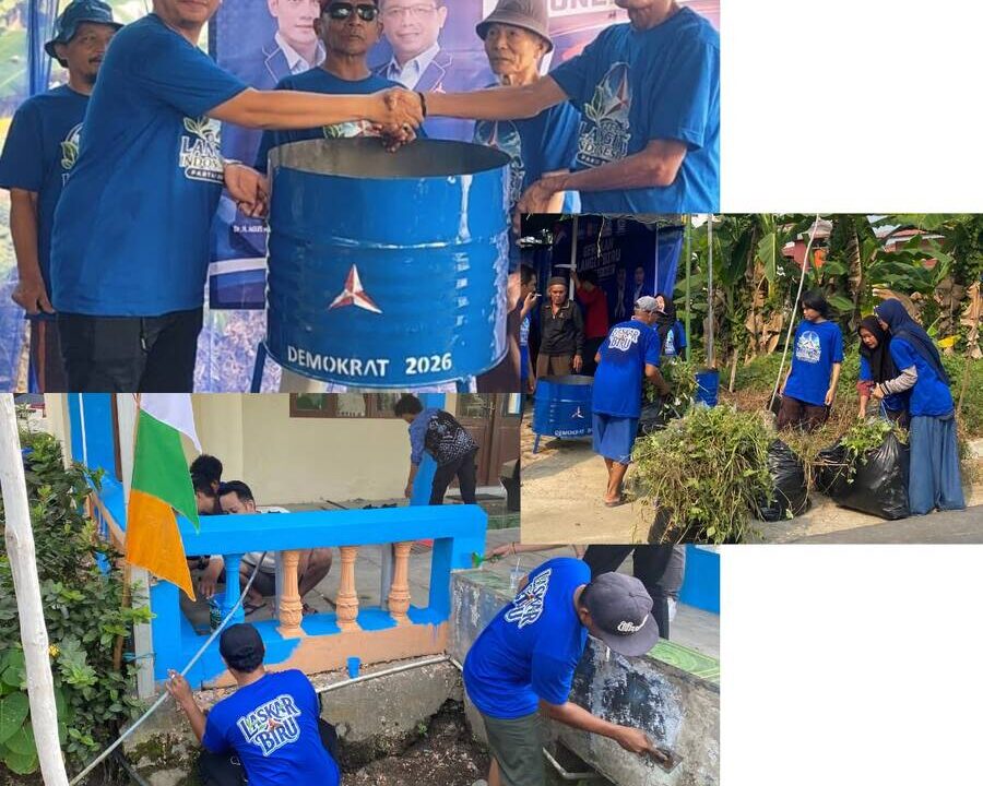 Langit Biru! DPC Demokrat HST Adakan Gotong Royong Aksi Bersihkan Langgar dan Lingkungan, Hingga Cek Kesehatan Gratis